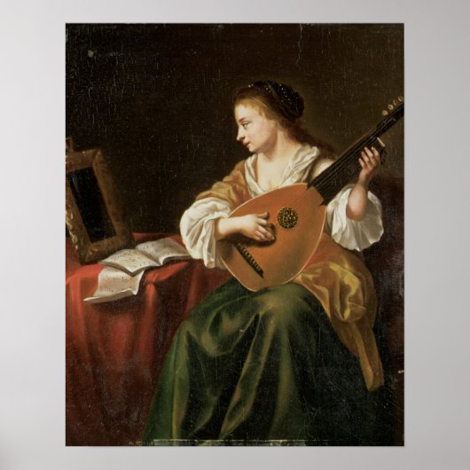 Poster Le Lute Player (huile sur panneau) (Devant)
