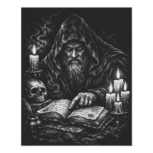Poster Le Magicien Étudiant le Grimoire — par BurnsInHell (Devant)
