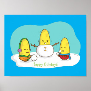 Poster Le maïs d'une manière amusante mignon de Noël