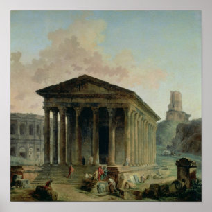 Poster Le Maison Carree avec l'amphithéâtre