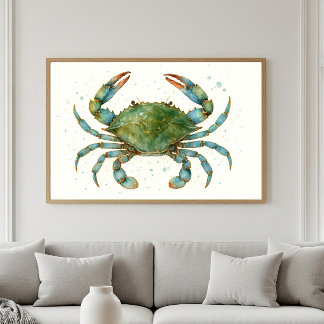 Poster Le Majestic Blue Crab | Oeuvre d'Ocean Spirit