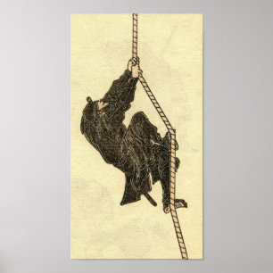 Poster Le manga vintage des années 1800 de Ninja par Hoku