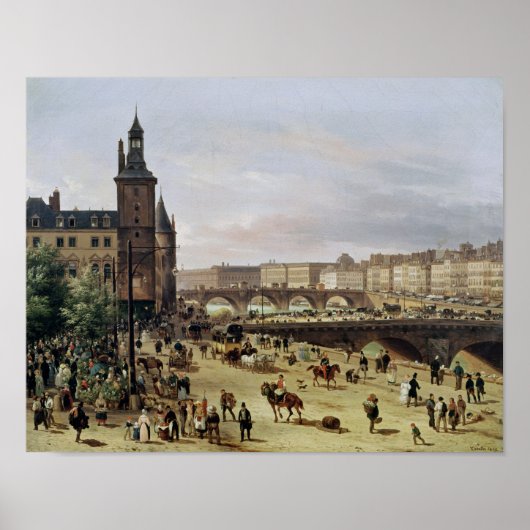 Poster Le marché aux fleurs, 1832 (Devant)