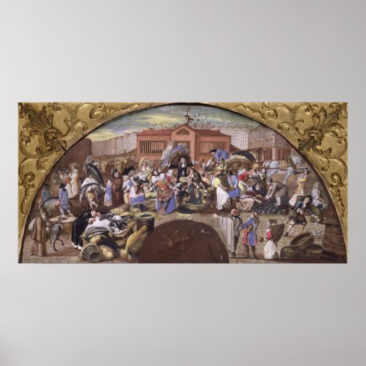 Poster Le marché aux poissons aux Halles, c.1660 (Devant)