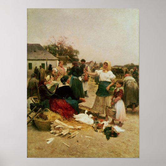Poster Le marché de la volaille, 1885 (Devant)