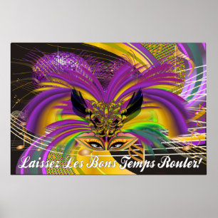 Poster Le mardi gras 60" X 40" des locations masque la