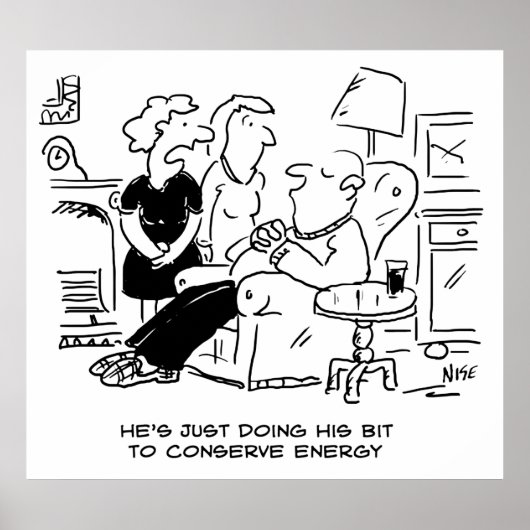 Poster Le mari dort pour économiser l'énergie (Devant)