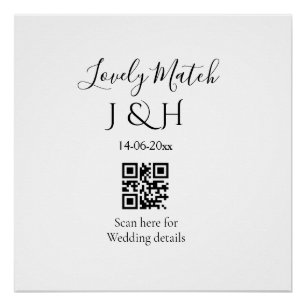 Poster Le mariage d'ajouter le nom de couple QR code scan