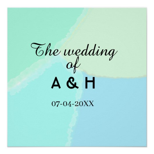Poster Le mariage du nom de couple lettre initiale date (Devant)