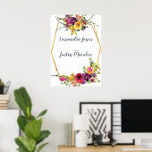 Poster Le Mariage floral géométrique de la mariée et de l (Bureau à domicile)