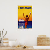 Poster Le Maroc Les Canaries Navire Vintage Ad (Cuisine)