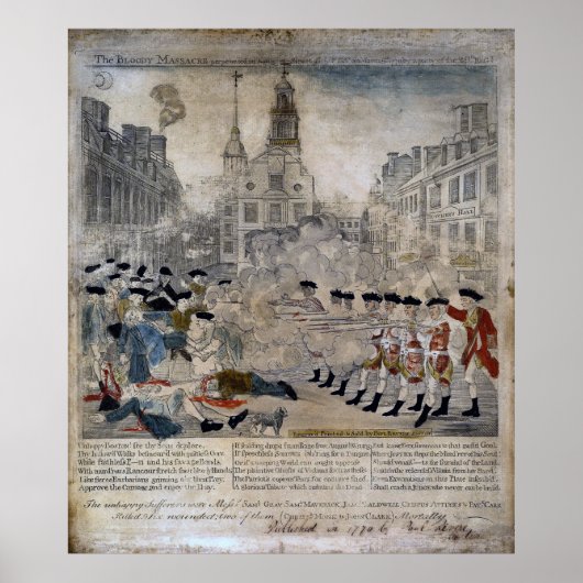 Poster Le massacre de Boston par Paul Revere 1770 (Devant)