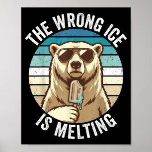 Poster Le mauvais glace fond Ours Rétro Changement Climat