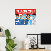 POSTER le Merci aux premiers intervenants Médicale (Bureau à domicile)