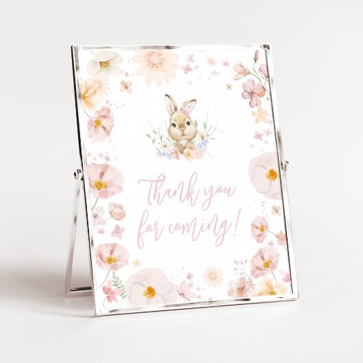 Poster Le Merci de Baby shower de lapin pour venir