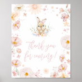 Poster Le Merci de Baby shower de lapin pour venir (Devant)