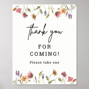 Poster Le Merci du Baby shower Fleur sauvage de printemps
