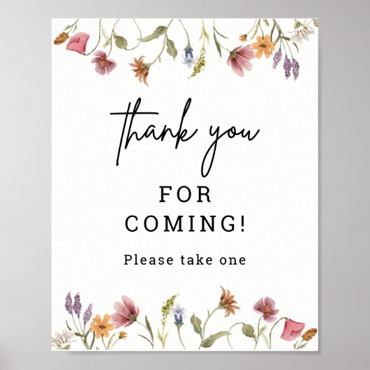 Poster Le Merci du Baby shower Fleur sauvage de printemps (Devant)