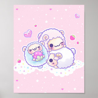 Poster Le mignon mouton à bonbons en coton