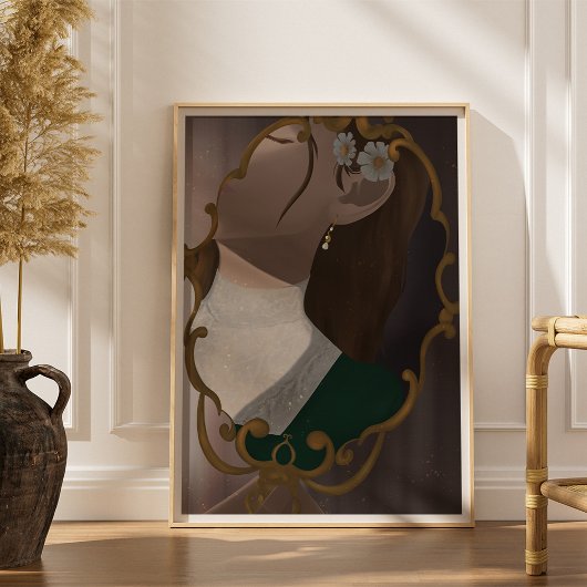 Poster Le miroir III - Une fille à moitié cachée