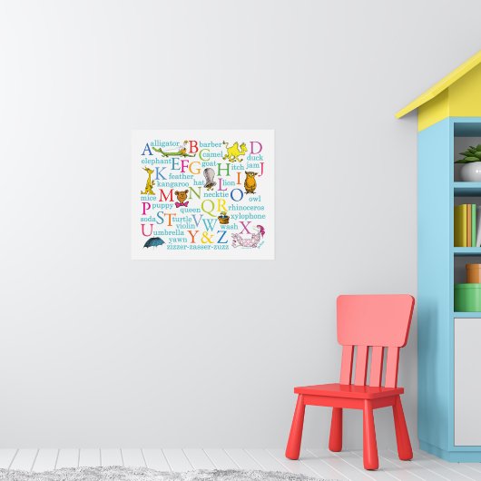 Poster Le modèle ABC de Dr Seuss avec des mots (Pépinière 1)