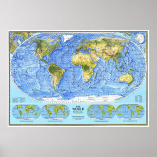 Poster " Le monde : 1994 CARTE Physique ...