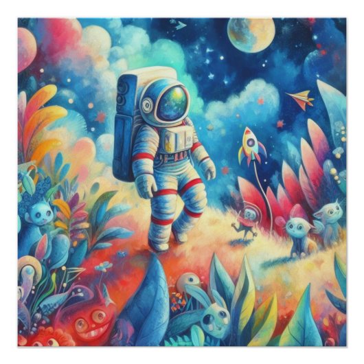 Poster Le monde des astronautes Wimsical (Devant)