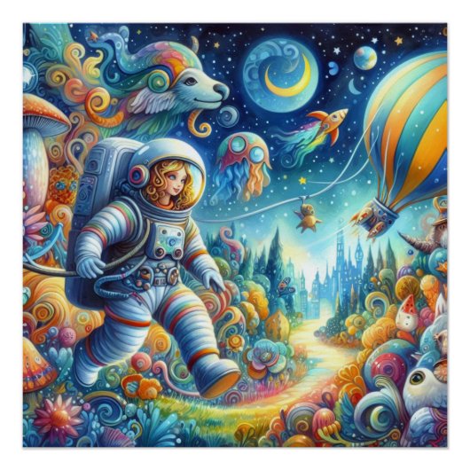 Poster Le monde des astronautes Wimsical (Devant)