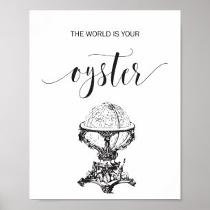 Poster Le monde est votre Oyster Black and White Globe