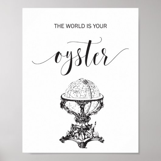 Poster Le monde est votre Oyster Black and White Globe (Devant)