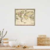 Poster Le monde sur la projection de Mercator | 1840 (Cuisine)