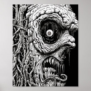Poster Le Monstre De Cauchemar Surréaliste S'Est Écrasé E