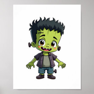 Poster Le Monstre de Frankenstein - Caricature d'Hallowee
