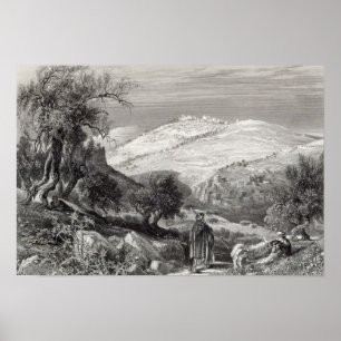 Poster Le mont des Oliviers, du mont Sion