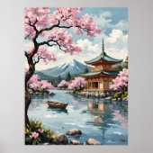 Poster Le mont Fuji aux fleurs de cerisiers (Devant)