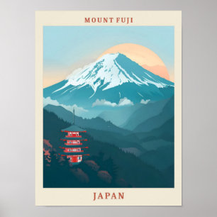 Poster Le Mont Fuji Japon Élégant Vintage voyage