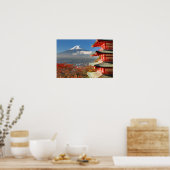 Poster Le mont Fuji vu de derrière la pagode de Chureito (Cuisine)