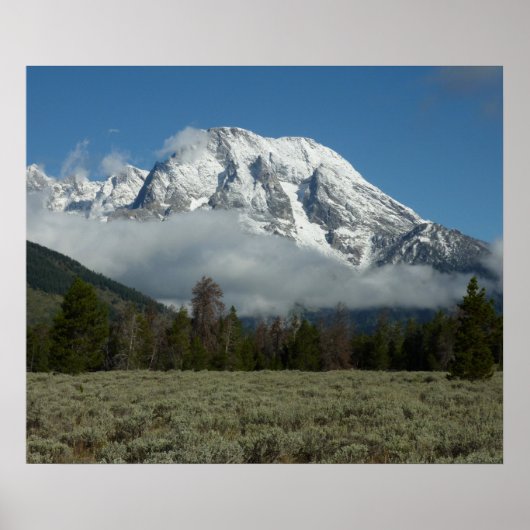 Poster Le mont Moran et les nuages à Grand Teton (Devant)
