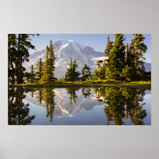 Poster Le Mont Rainier se reflète dans une tarte près de (Devant)