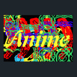 Poster le mot Anime avec une touche de couleur<br><div class="desc">Le mot Anime avec un Arrière - plan de peinture coloré fait de différentes polices.</div>