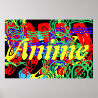 le mot Anime avec une touche de couleur