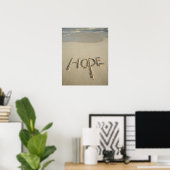Poster Le mot "Hope" sur la plage (Bureau à domicile)