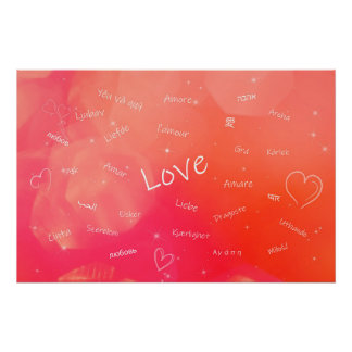 Poster Le mot LOVE dans de nombreuses langues différentes