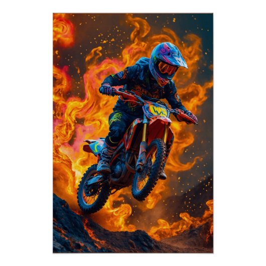 Poster Le motocross sur un volcan (Devant)