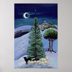 Poster Le mouton dans un paysage hivernal