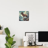 Poster Le mouton de Bighorn sur un terrain rocheux (Bureau à domicile)