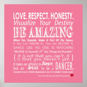 Poster Le mur de Carrie du rose inspiré de citations de