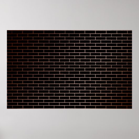 Poster Le mur en brique noire foncée a une surface rugueu (Devant)