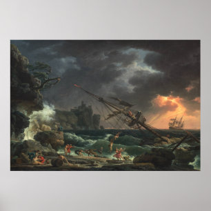 Poster Le naufrage - Claude-Joseph Vernet Beaux-Arts