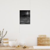Poster Le navire en marée dans une mer lune (Cuisine)